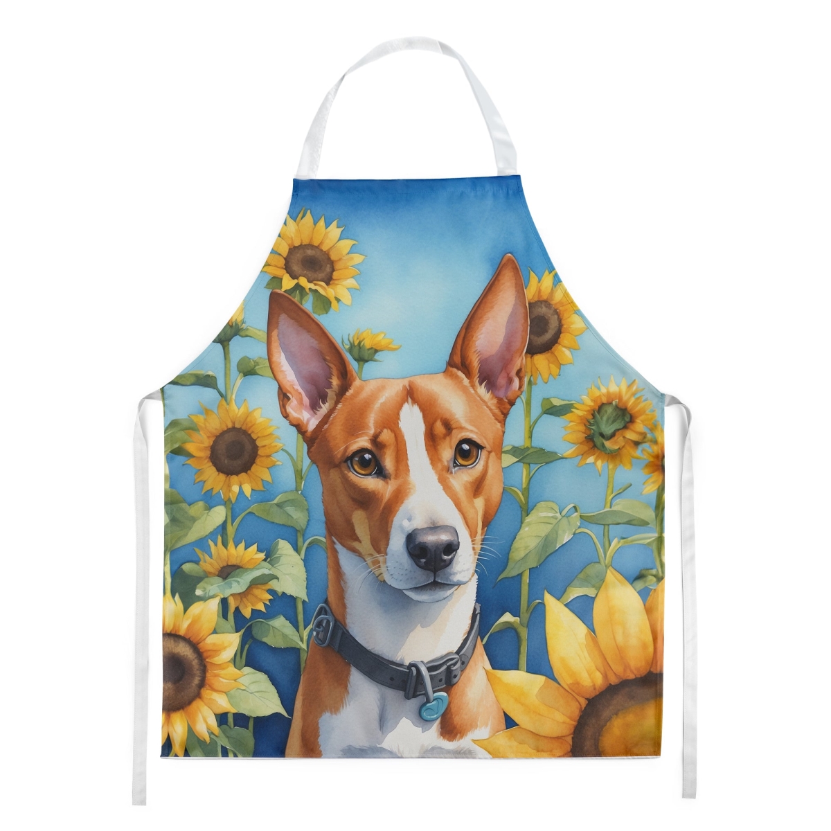 Picture of Carolines Treasures DAC6016APRON 30 x 27 in. Basenji in Sunflowers Apron