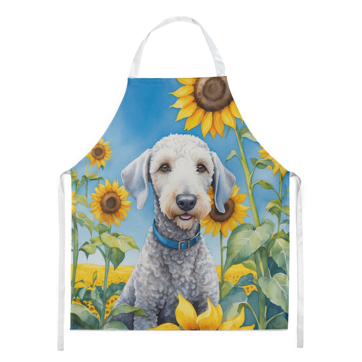 Picture of Carolines Treasures DAC6021APRON 30 x 27 in. Bedlington Terrier in Sunflowers Apron