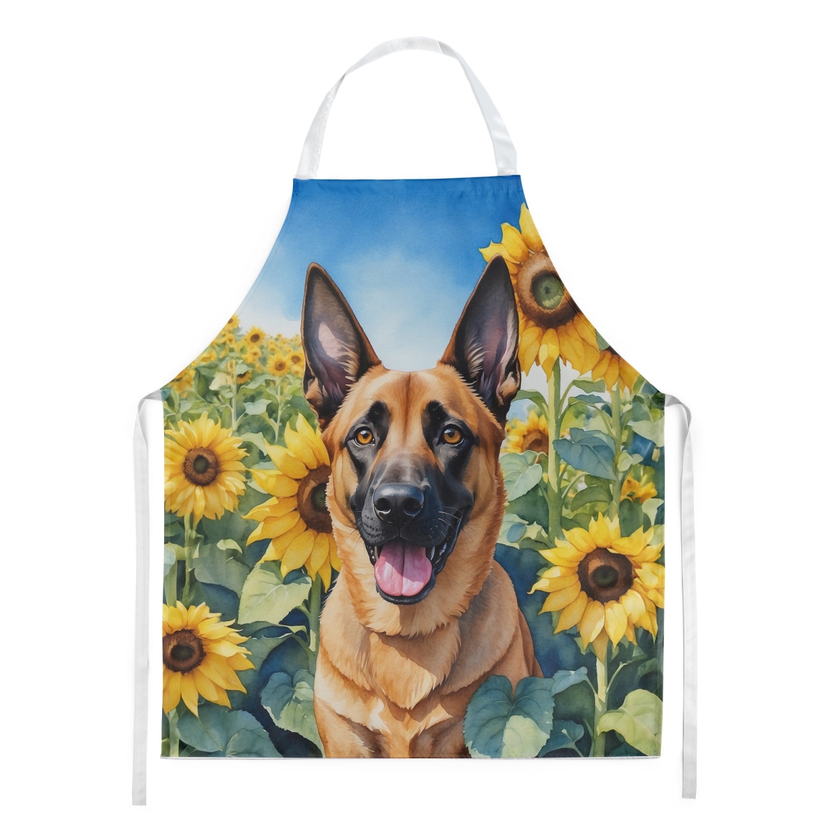 Picture of Carolines Treasures DAC6022APRON 30 x 27 in. Belgian Malinois in Sunflowers Apron
