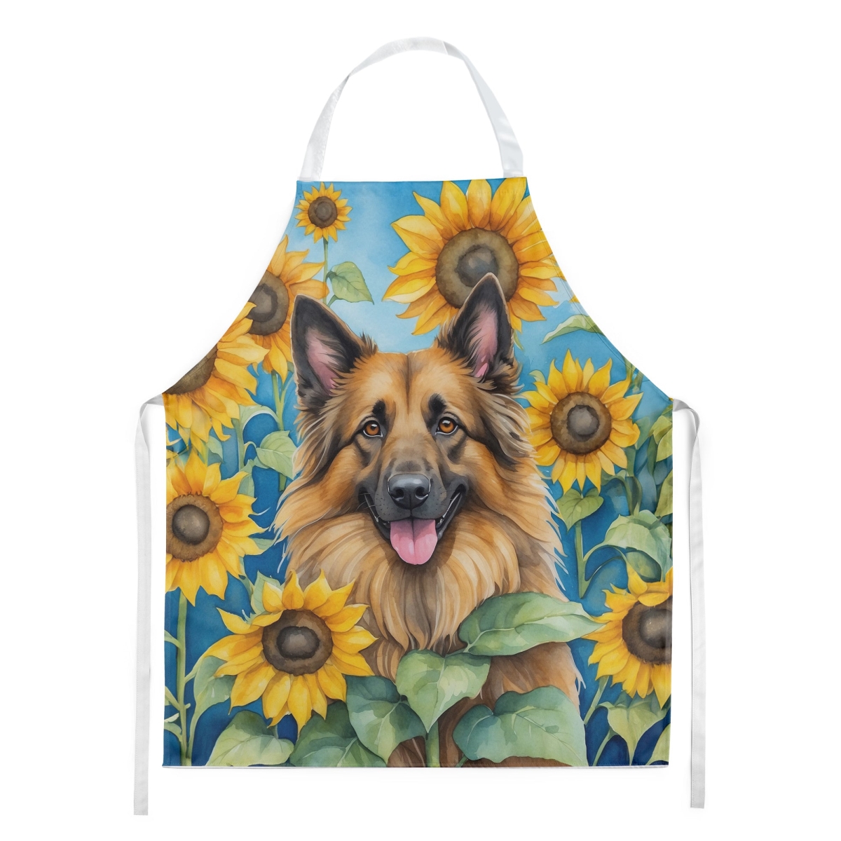 Picture of Carolines Treasures DAC6024APRON 30 x 27 in. Belgian Tervuren in Sunflowers Apron