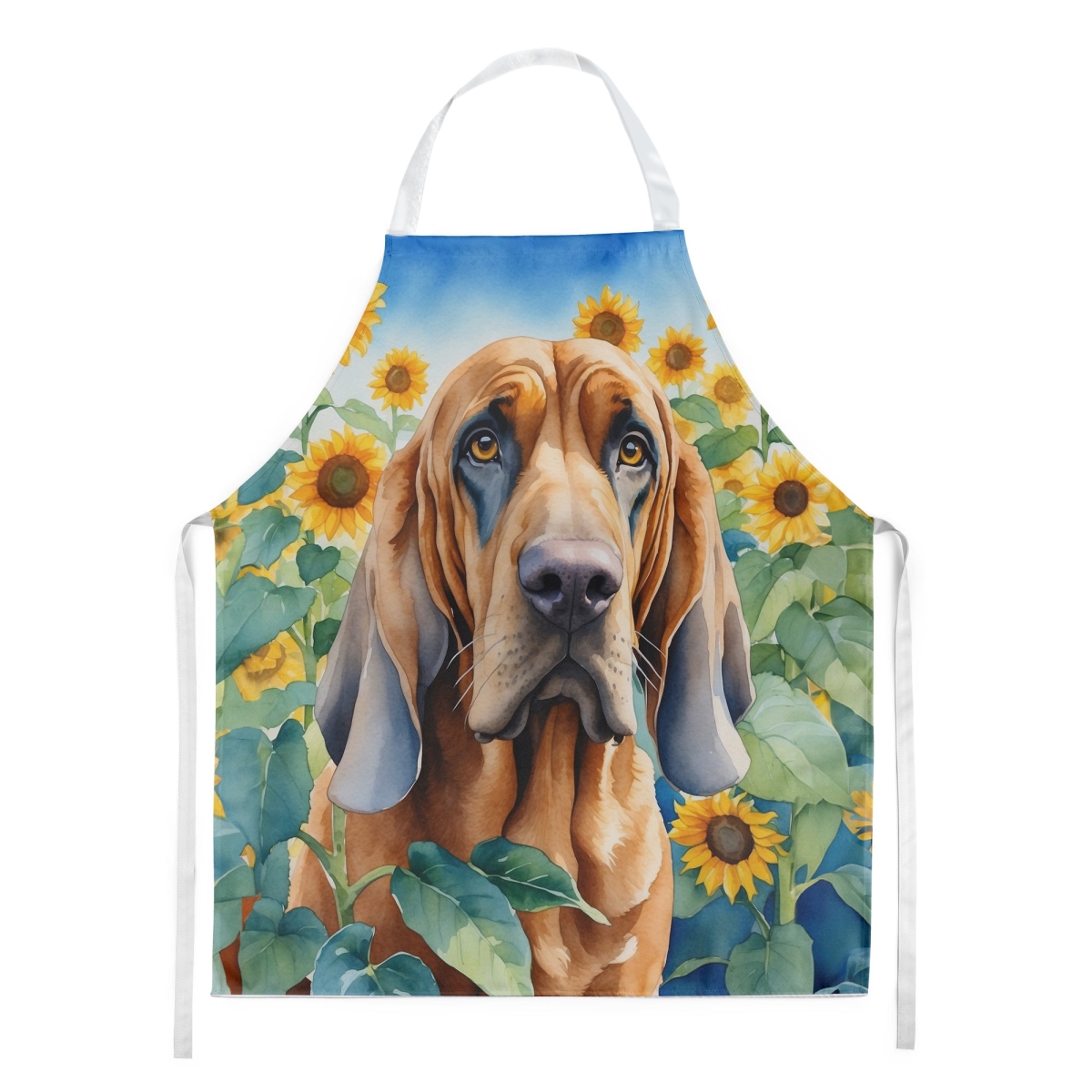 Picture of Carolines Treasures DAC6029APRON 30 x 27 in. Bloodhound in Sunflowers Apron
