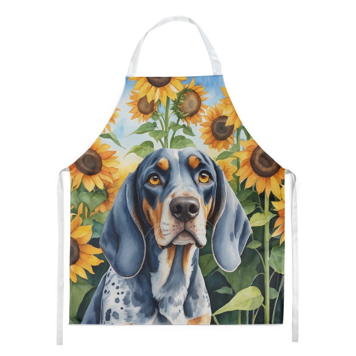 Picture of Carolines Treasures DAC6030APRON 30 x 27 in. Bluetick Coonhound in Sunflowers Apron