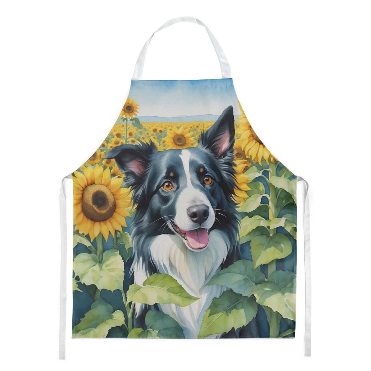 Picture of Carolines Treasures DAC6031APRON 30 x 27 in. Border Collie in Sunflowers Apron