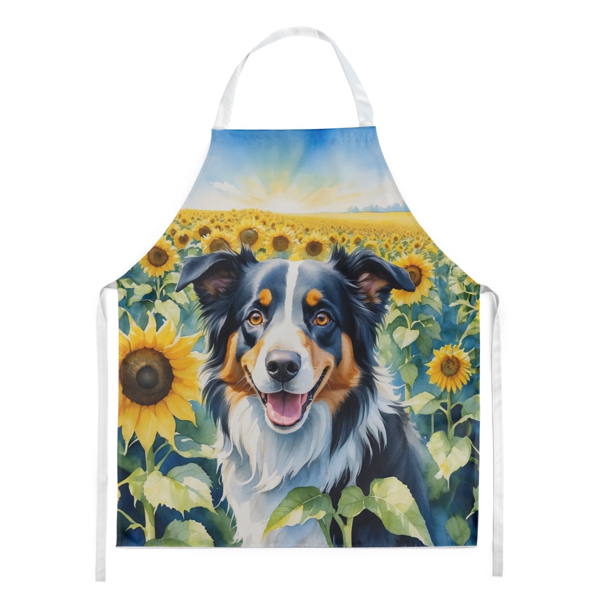 Picture of Carolines Treasures DAC6032APRON 30 x 27 in. Border Collie in Sunflowers Apron