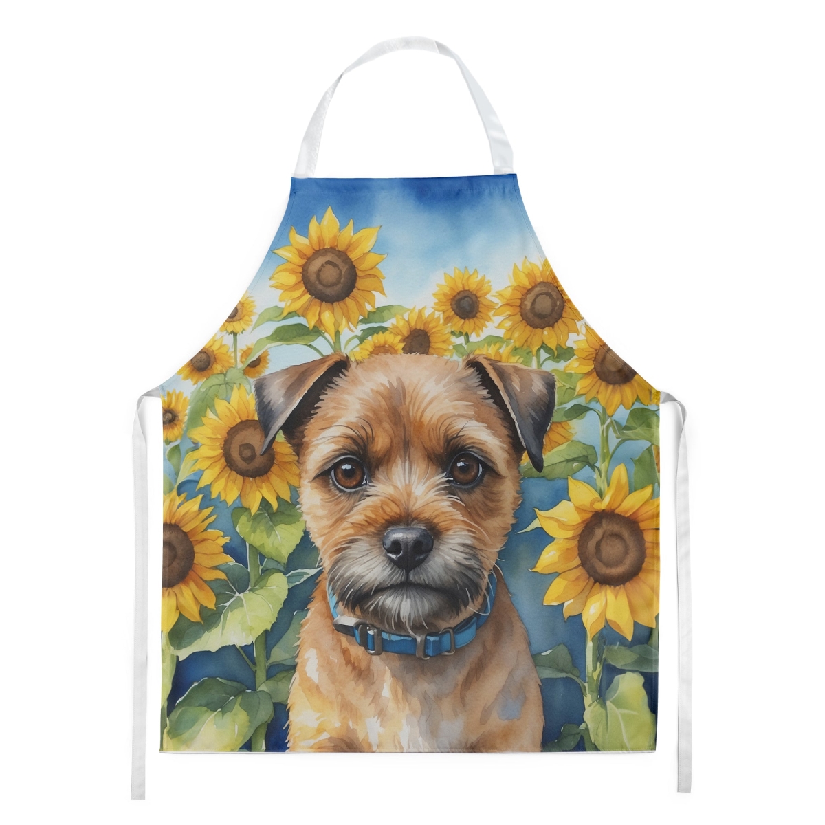 Picture of Carolines Treasures DAC6033APRON 30 x 27 in. Border Terrier in Sunflowers Apron