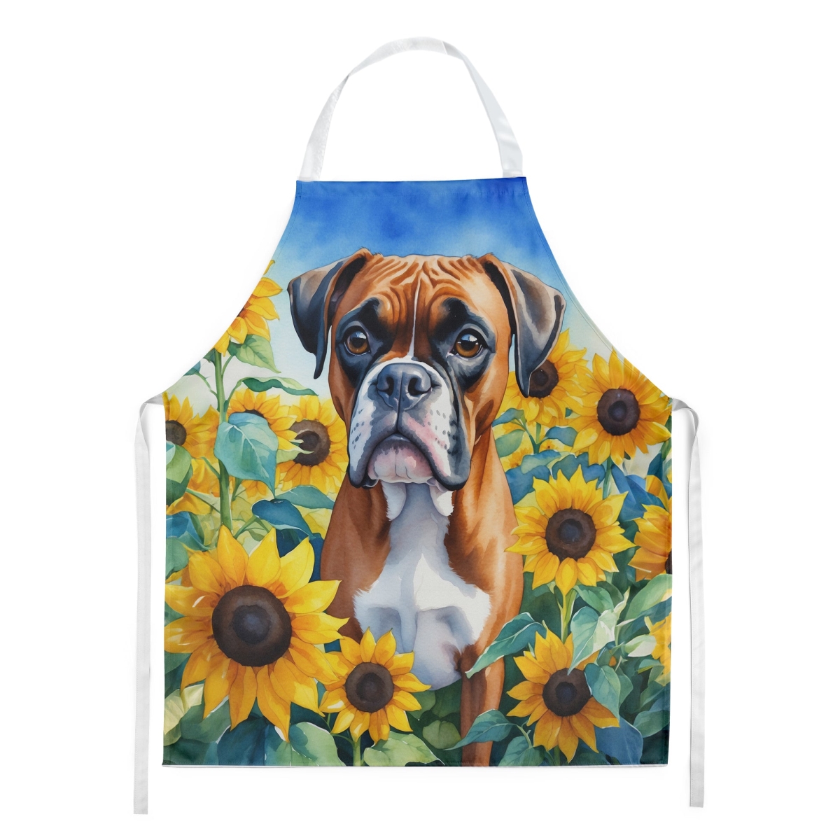 Picture of Carolines Treasures DAC6037APRON 30 x 27 in. Boxer in Sunflowers Apron