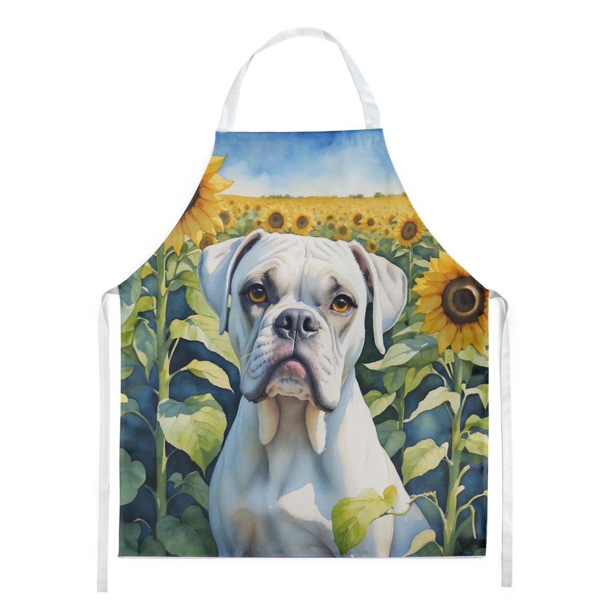 Picture of Carolines Treasures DAC6038APRON 30 x 27 in. Boxer in Sunflowers Apron