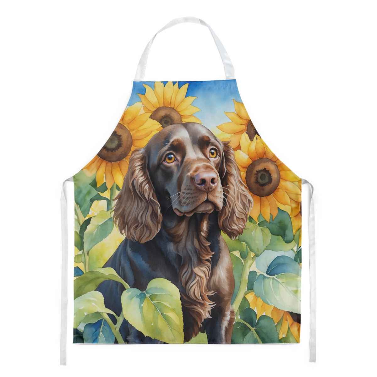 Picture of Carolines Treasures DAC6039APRON 30 x 27 in. Boykin Spaniel in Sunflowers Apron