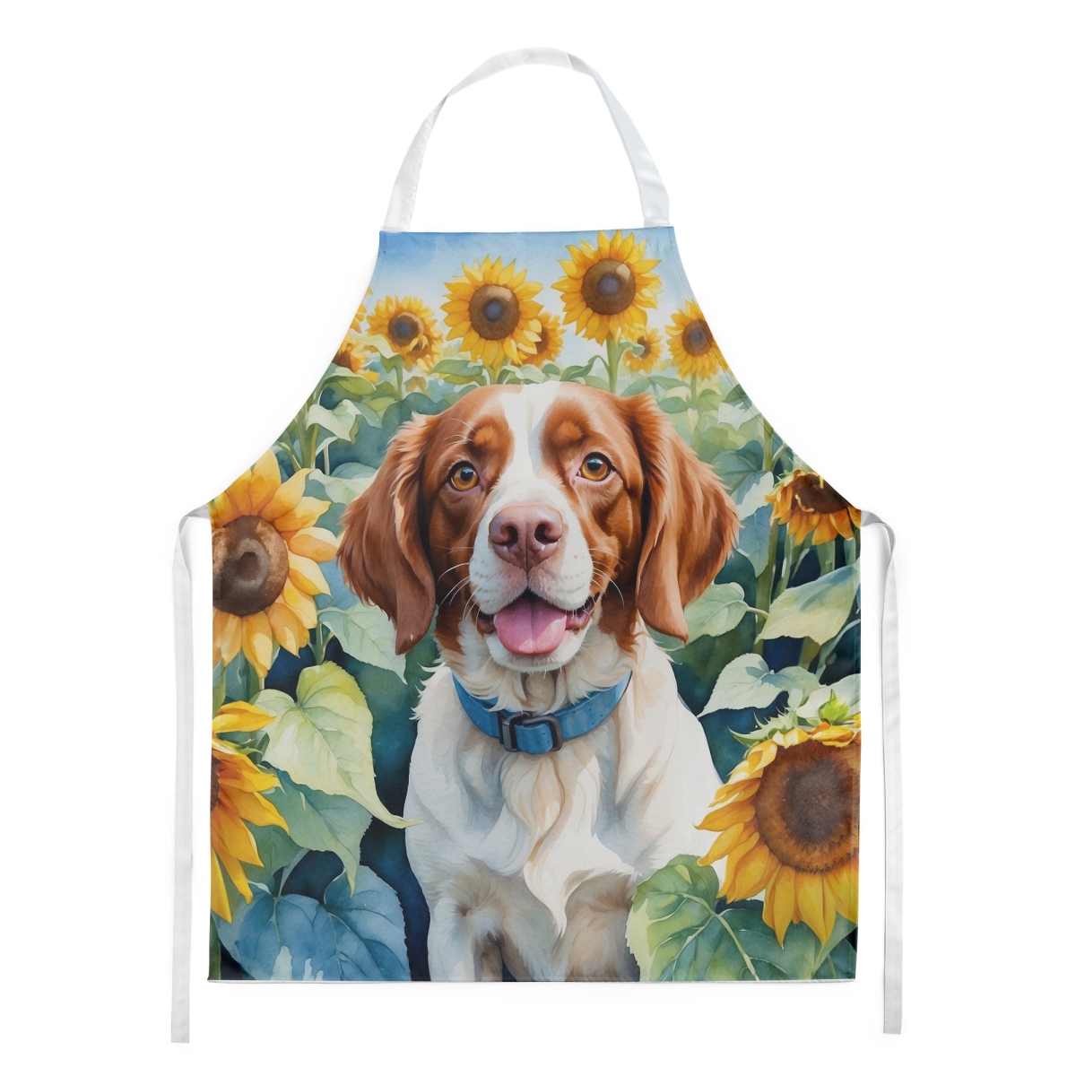 Picture of Carolines Treasures DAC6040APRON 30 x 27 in. Brittany Spaniel in Sunflowers Apron