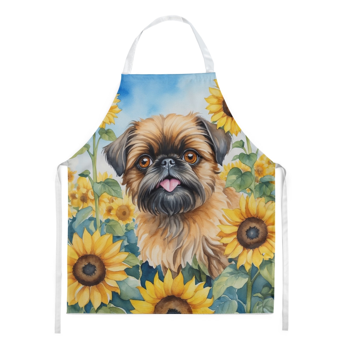 Picture of Carolines Treasures DAC6041APRON 30 x 27 in. Brussels Griffon in Sunflowers Apron