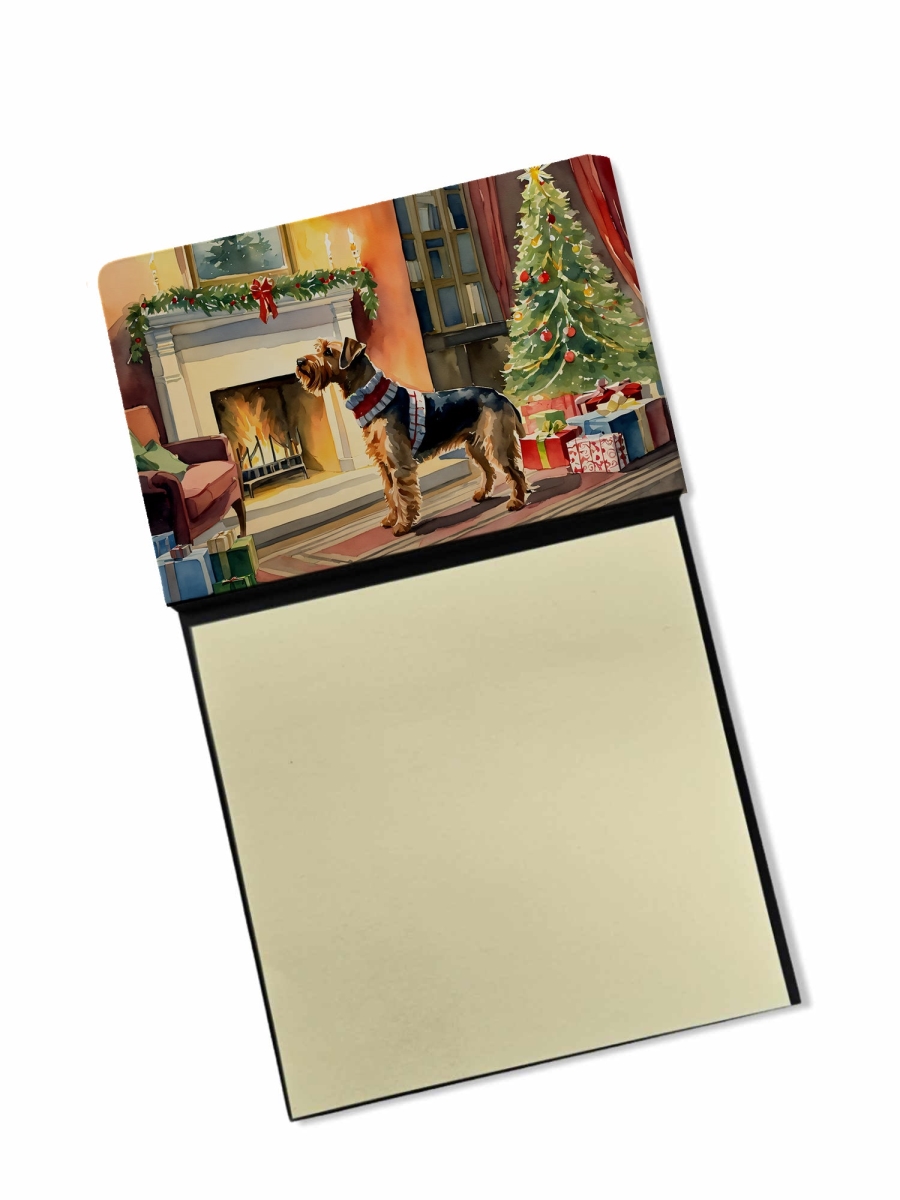 DAC2589SN 5.25 x 3.25 in. Airedale Terrier Cozy Christmas Sticky Note Holder