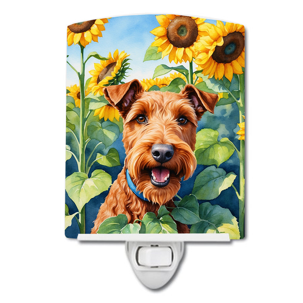 DAC6099CNL 6 x 4 in. Irish Terrier in Sunflowers Ceramic Night Light