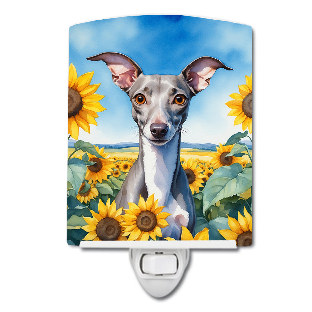 DAC6101CNL 6 x 4 in. Italian Greyhound in Sunflowers Ceramic Night Light