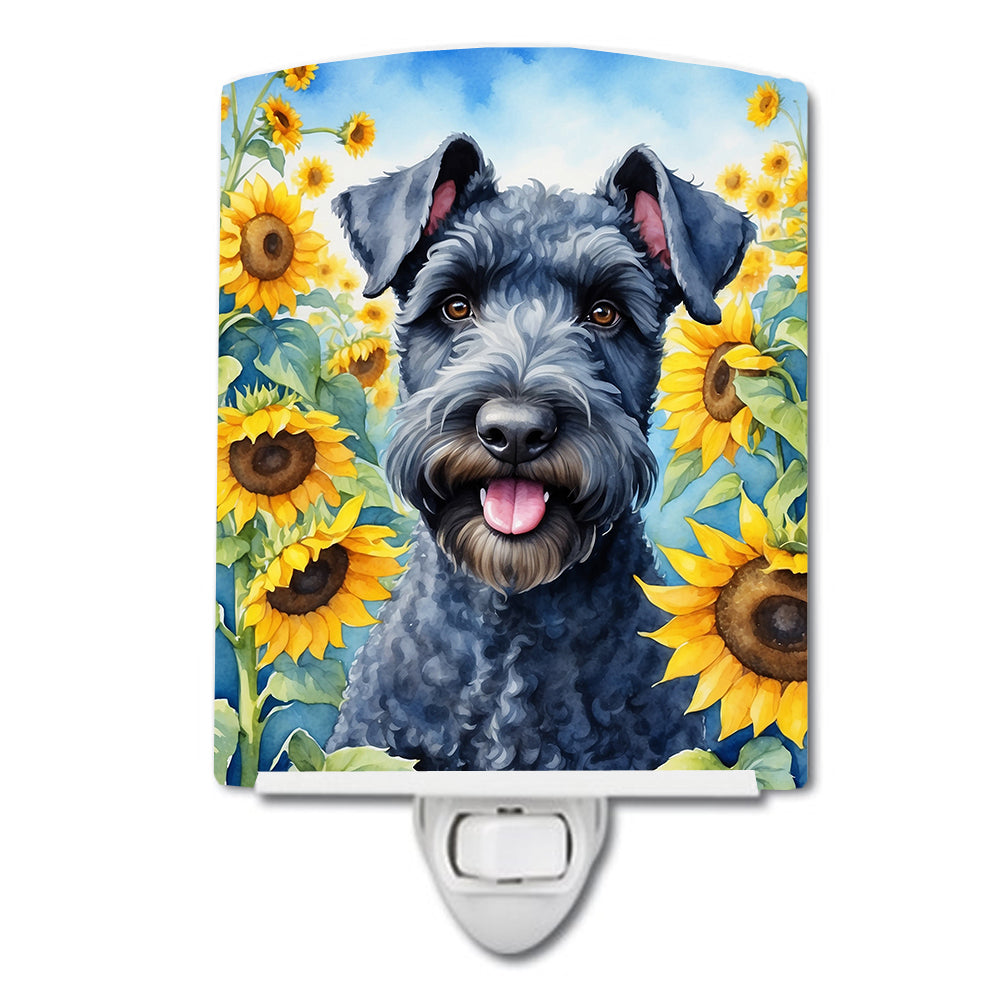 6 x 4 in. Kerry Blue Terrier in Sunflowers Ceramic Night Light