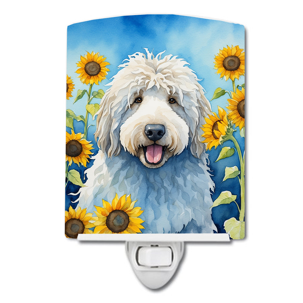 6 x 4 in. Komondor in Sunflowers Ceramic Night Light