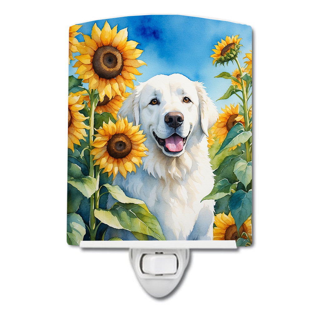6 x 4 in. Kuvasz in Sunflowers Ceramic Night Light