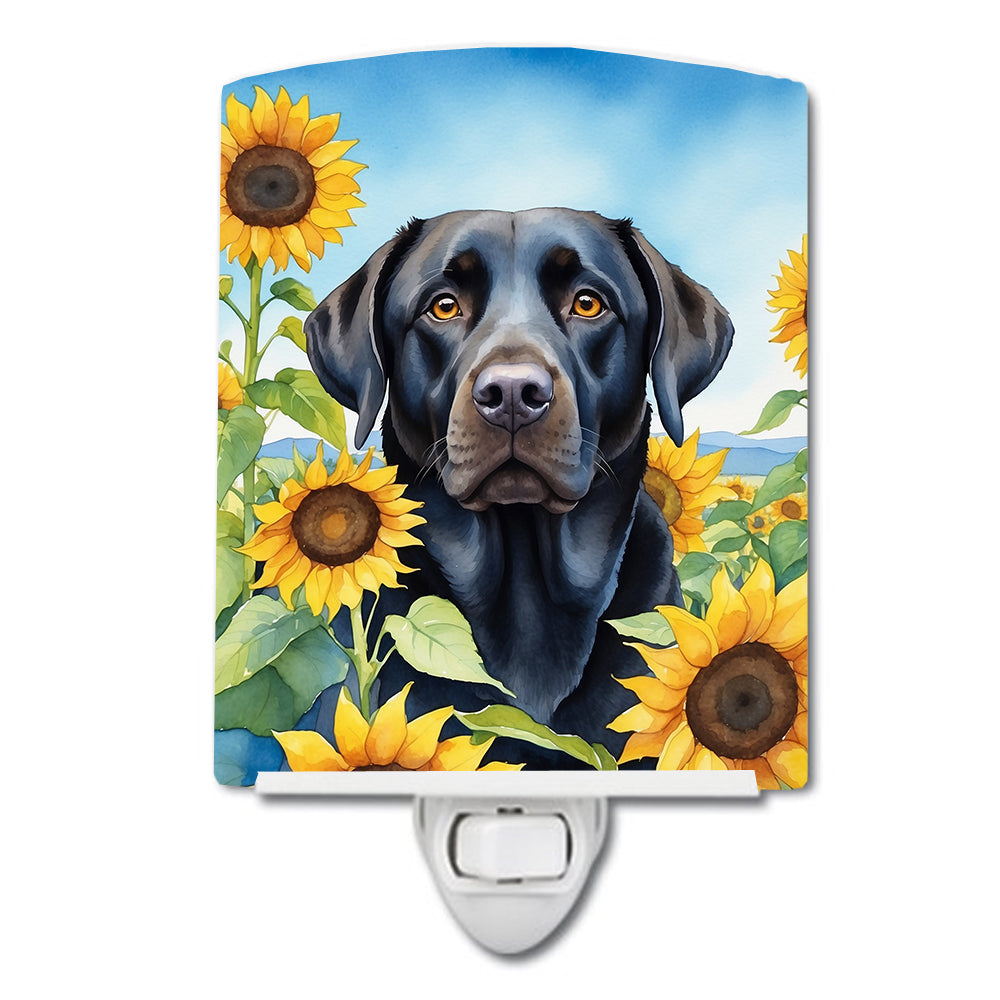 DAC6109CNL 6 x 4 in. Labrador Retriever in Sunflowers Ceramic Night Light