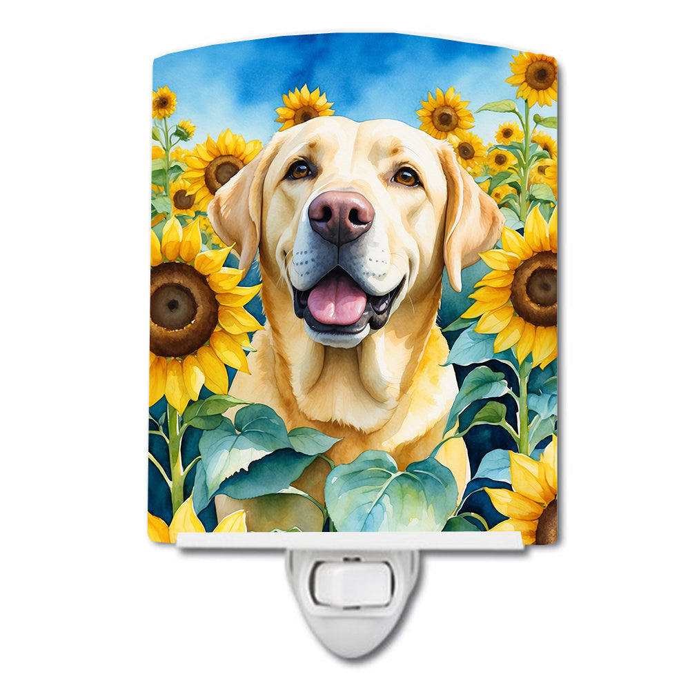 DAC6111CNL 6 x 4 in. Labrador Retriever in Sunflowers Ceramic Night Light