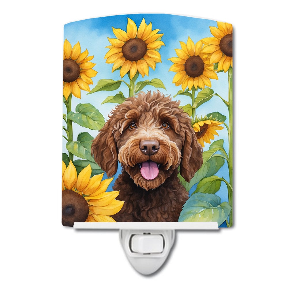 DAC6112CNL 6 x 4 in. Labradoodle in Sunflowers Ceramic Night Light
