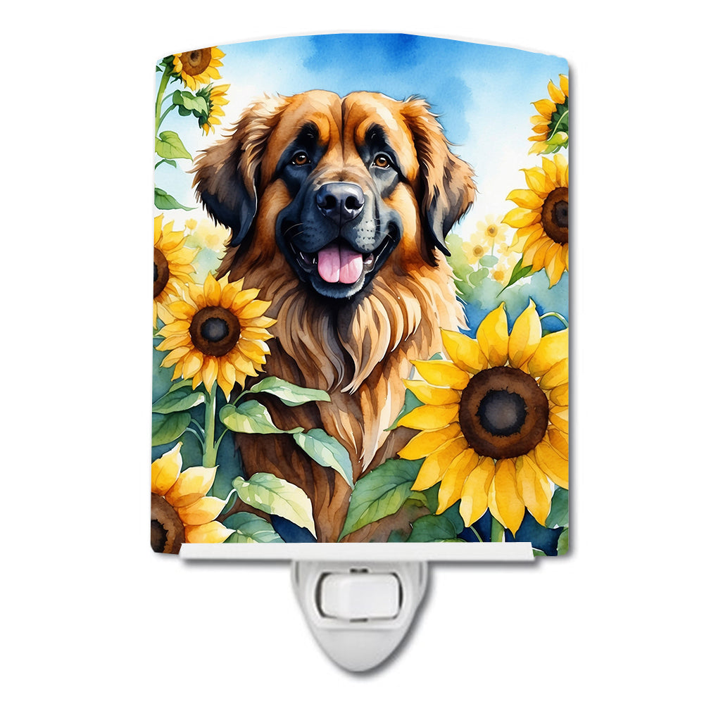 DAC6115CNL 6 x 4 in. Leonberger in Sunflowers Ceramic Night Light