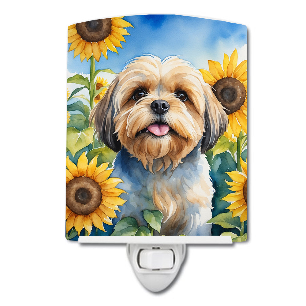 DAC6116CNL 6 x 4 in. Lhasa Apso in Sunflowers Ceramic Night Light