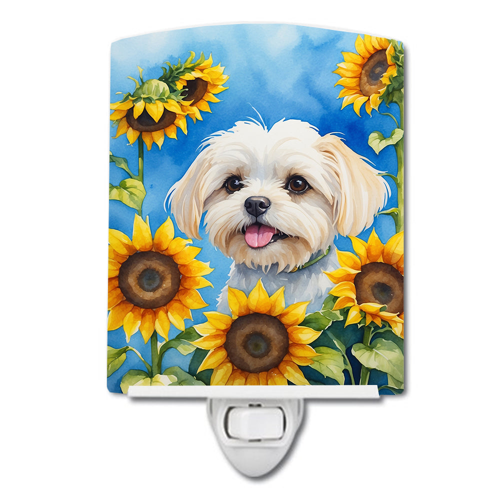 DAC6117CNL 6 x 4 in. Maltese in Sunflowers Ceramic Night Light