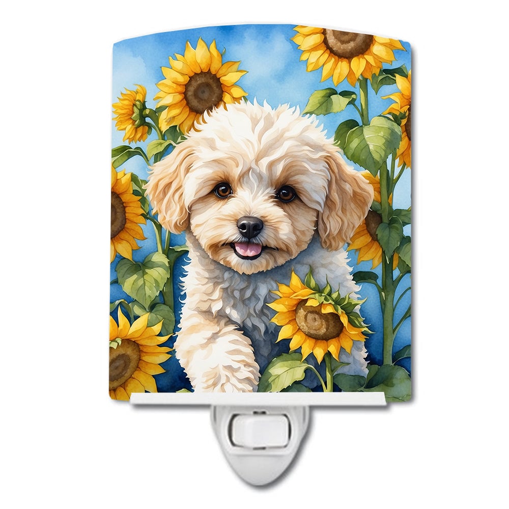 6 x 4 in. Maltipoo in Sunflowers Ceramic Night Light