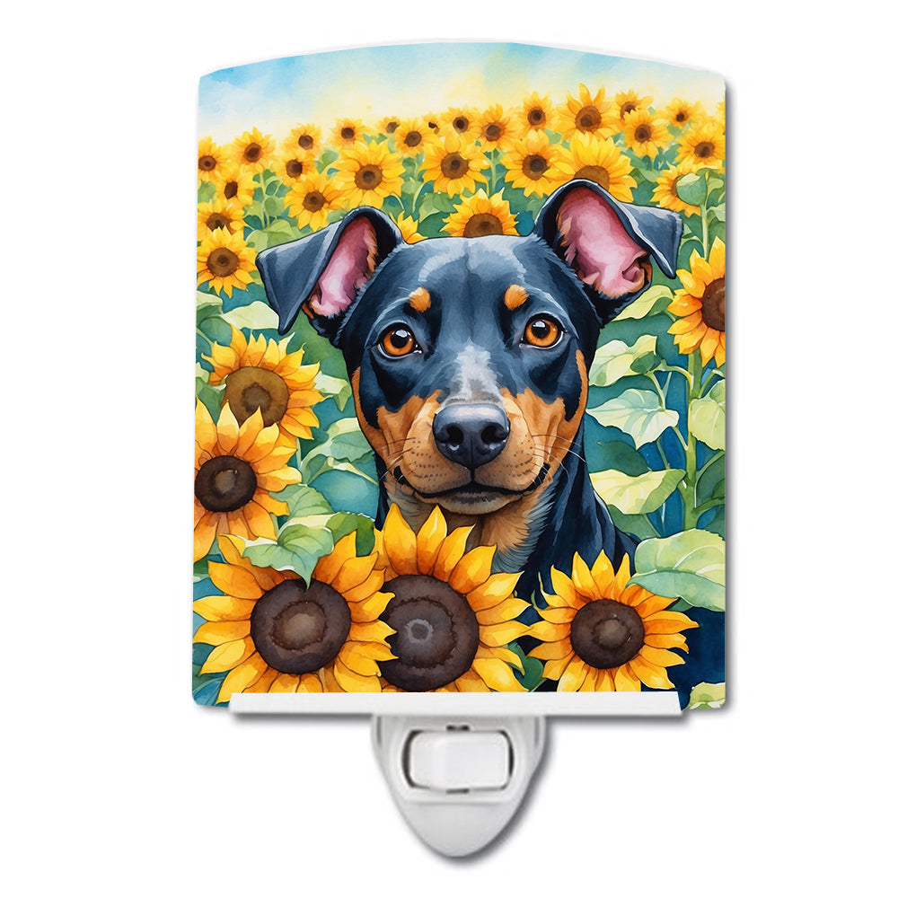 DAC6119CNL 6 x 4 in. Manchester Terrier in Sunflowers Ceramic Night Light