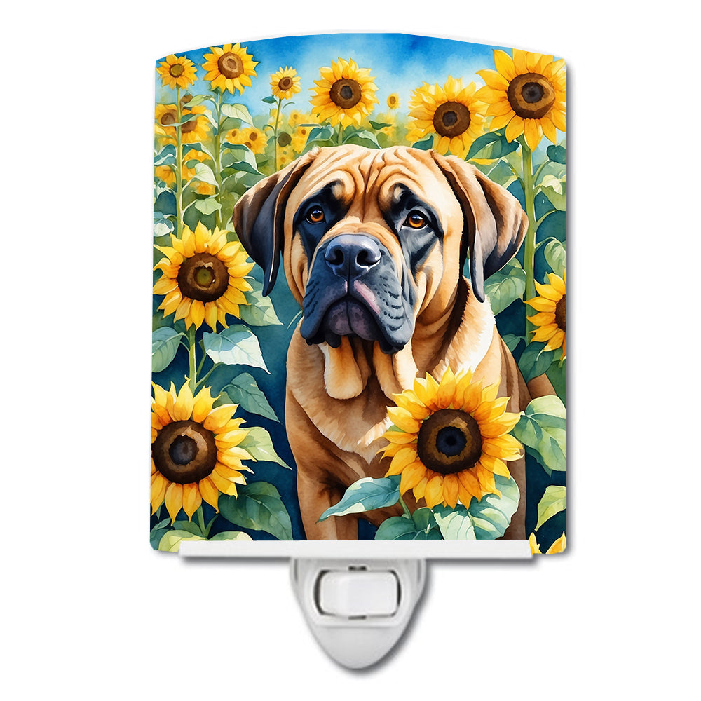 6 x 4 in. Mastiff in Sunflowers Ceramic Night Light