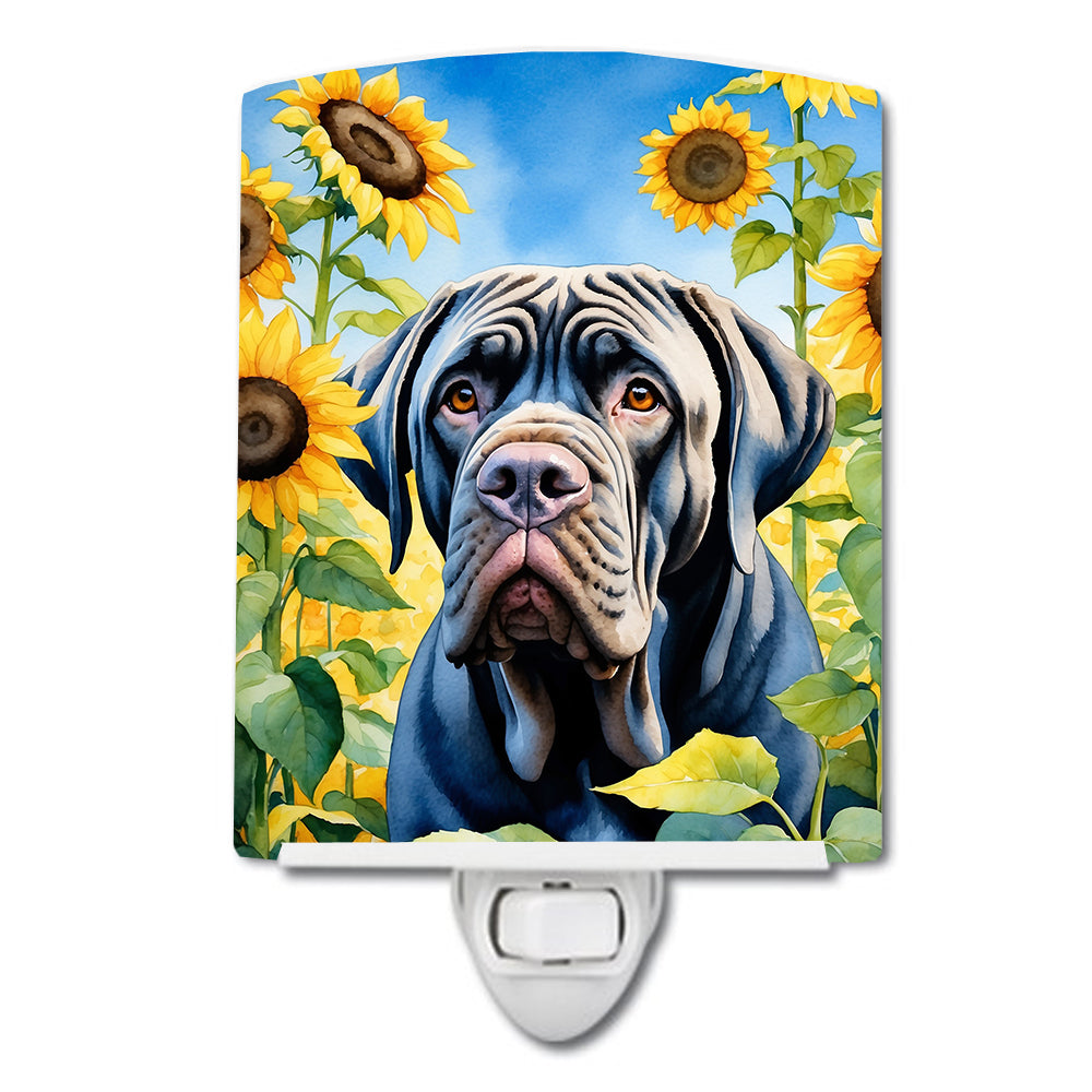 DAC6122CNL 6 x 4 in. Neapolitan Mastiff in Sunflowers Ceramic Night Light