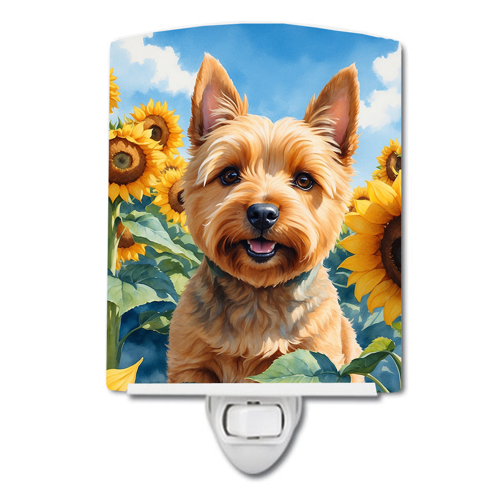 DAC6127CNL 6 x 4 in. Norwich Terrier in Sunflowers Ceramic Night Light