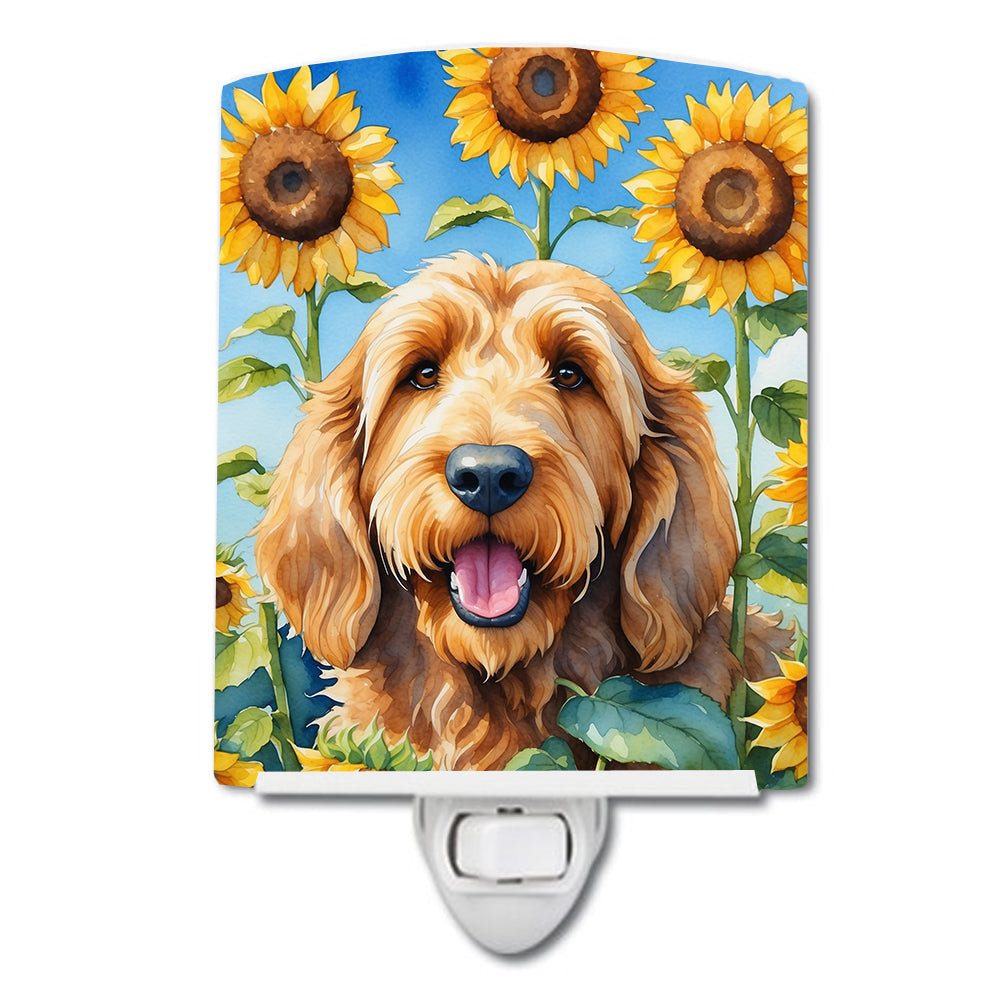 6 x 4 in. Otterhound in Sunflowers Ceramic Night Light