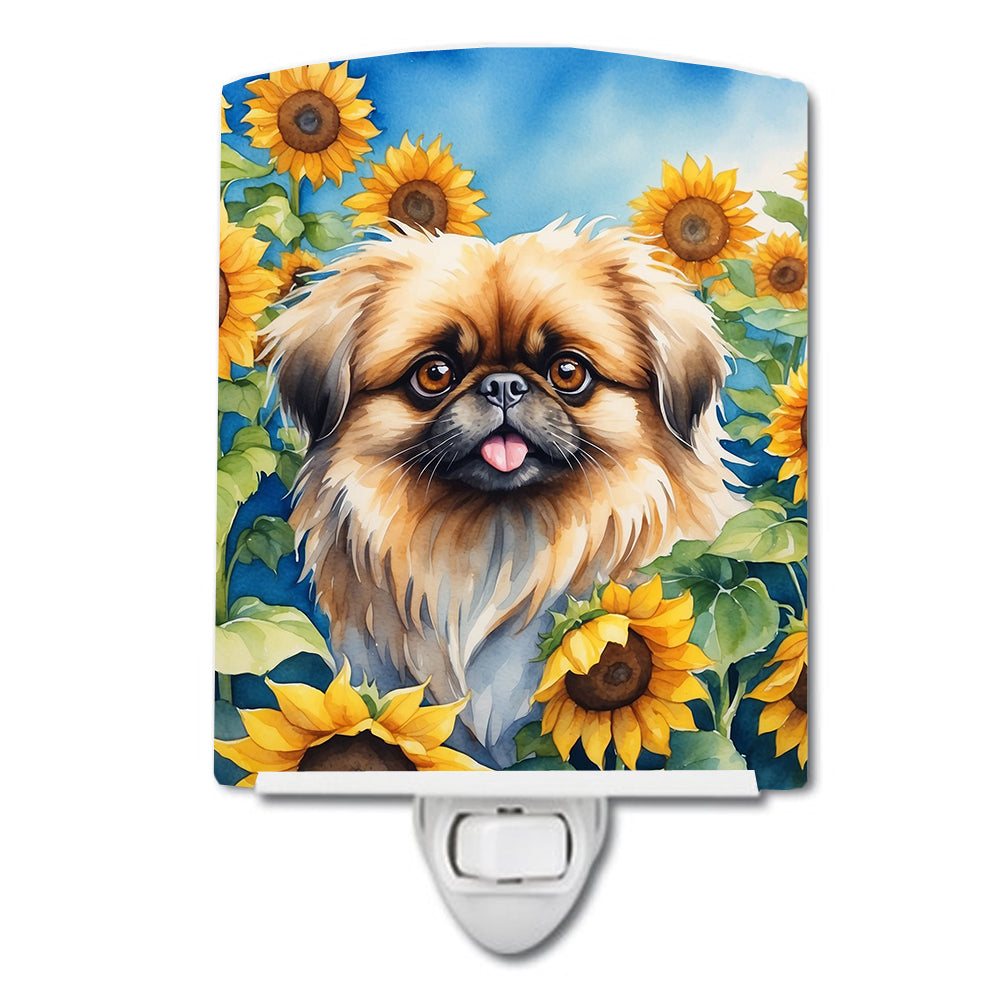DAC6132CNL 6 x 4 in. Pekingese in Sunflowers Ceramic Night Light
