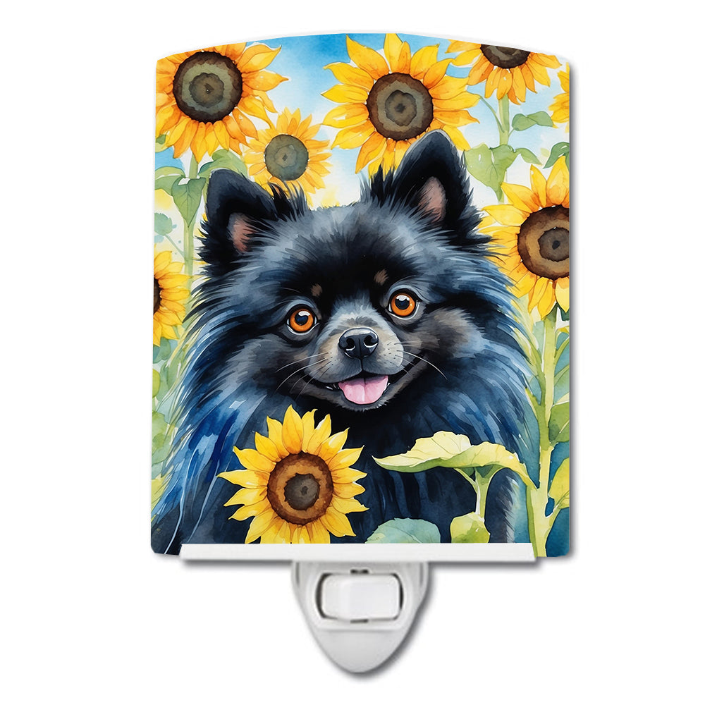 DAC6135CNL 6 x 4 in. Pomeranian in Sunflowers Ceramic Night Light