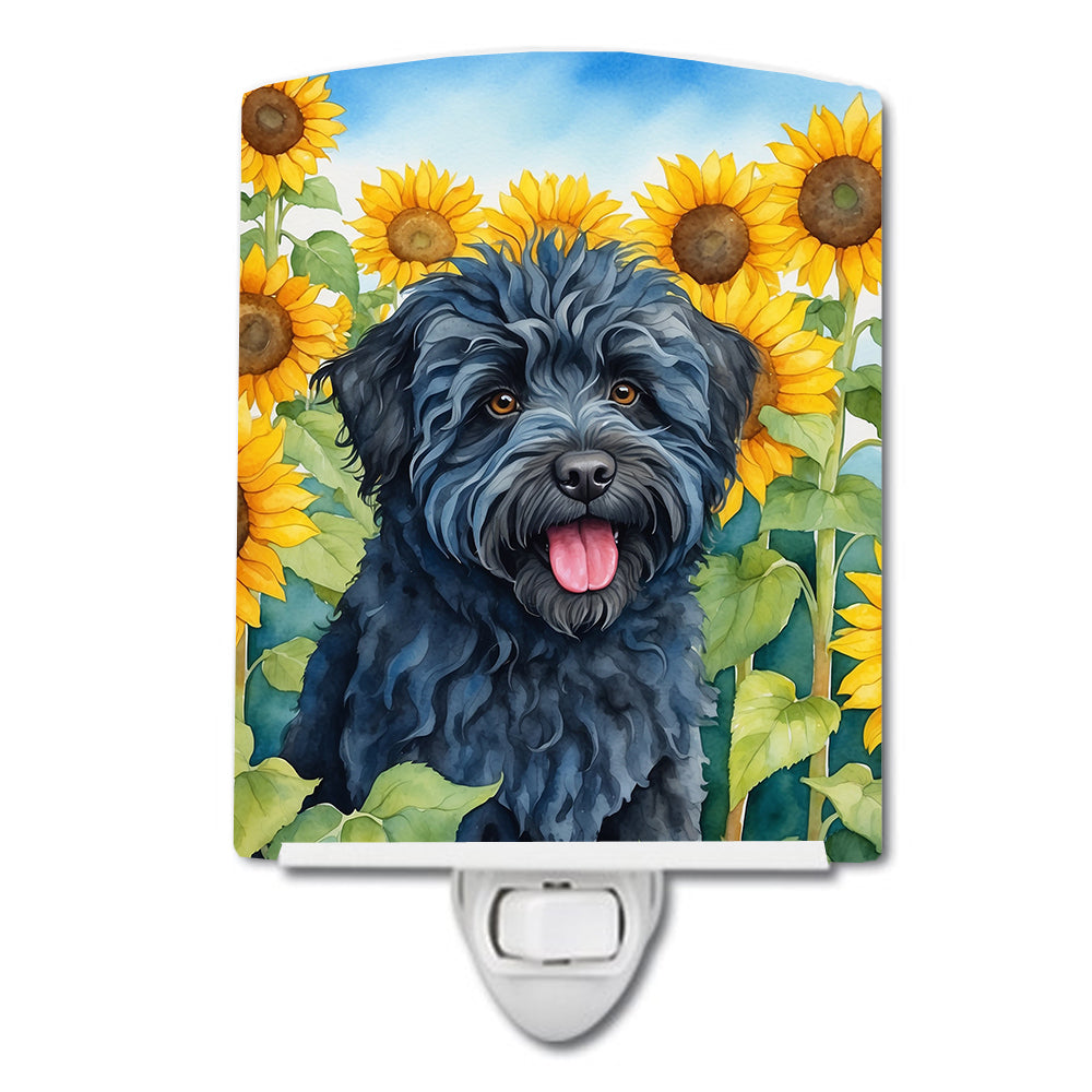 6 x 4 in. Puli in Sunflowers Ceramic Night Light