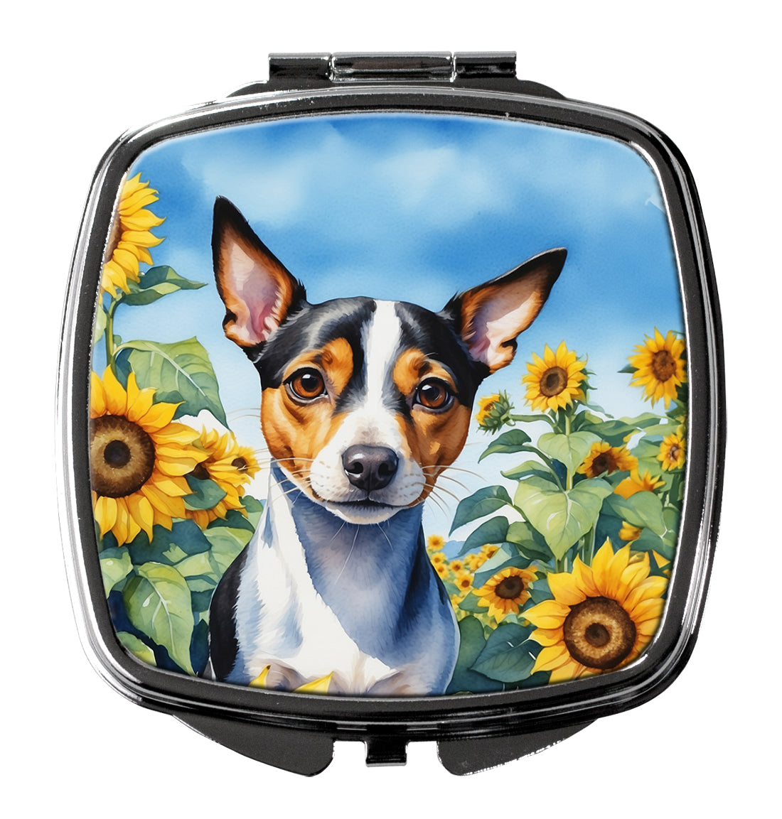 3 x 2.75 in. Rat Terrier in Sunflowers Compact Mirror