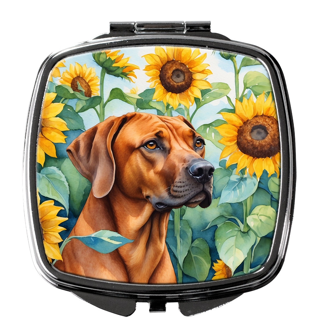 DAC6149SCM 3 x 2.75 in. Rhodesian Ridgeback in Sunflowers Compact Mirror