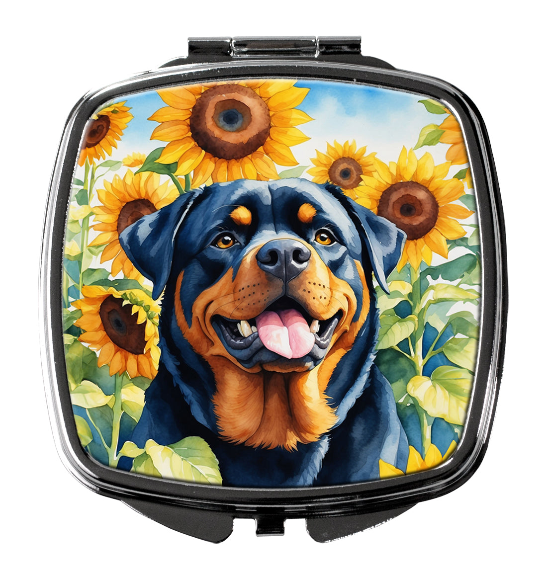 DAC6150SCM 3 x 2.75 in. Rottweiler in Sunflowers Compact Mirror