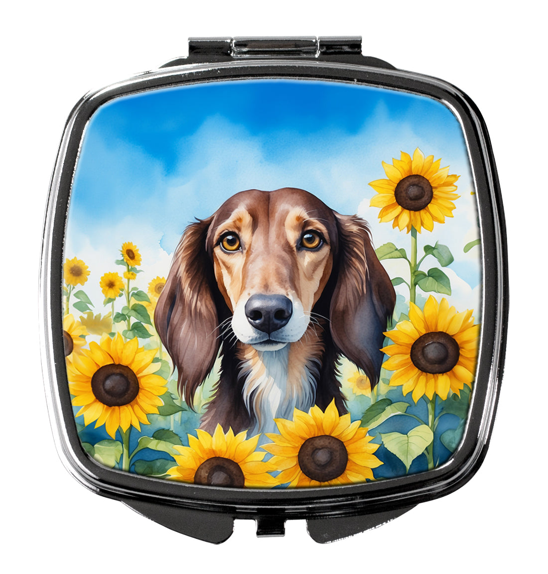 DAC6152SCM 3 x 2.75 in. Saluki in Sunflowers Compact Mirror
