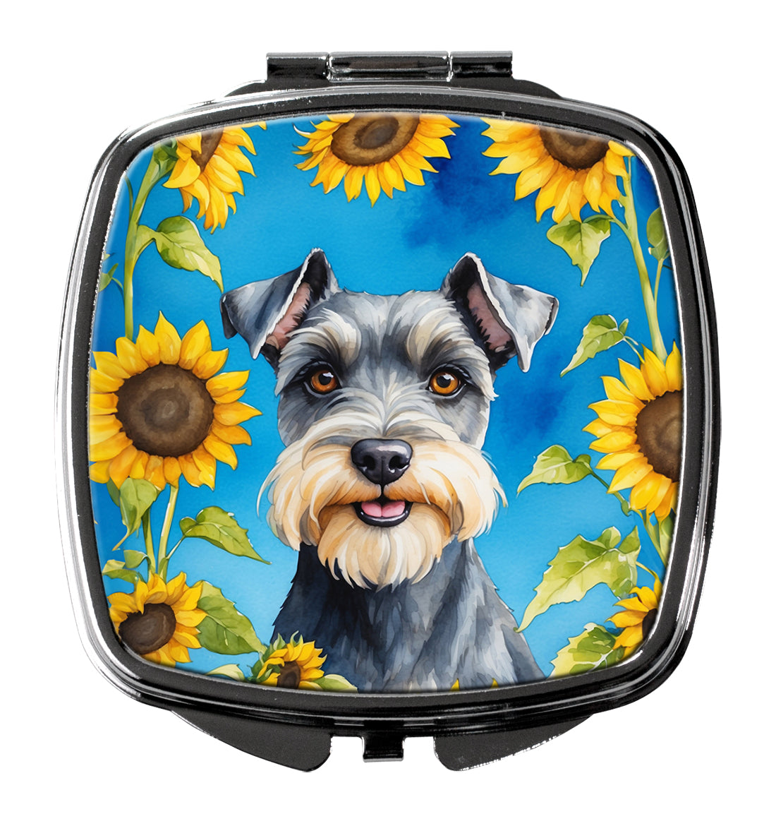 DAC6156SCM 3 x 2.75 in. Schnauzer in Sunflowers Compact Mirror