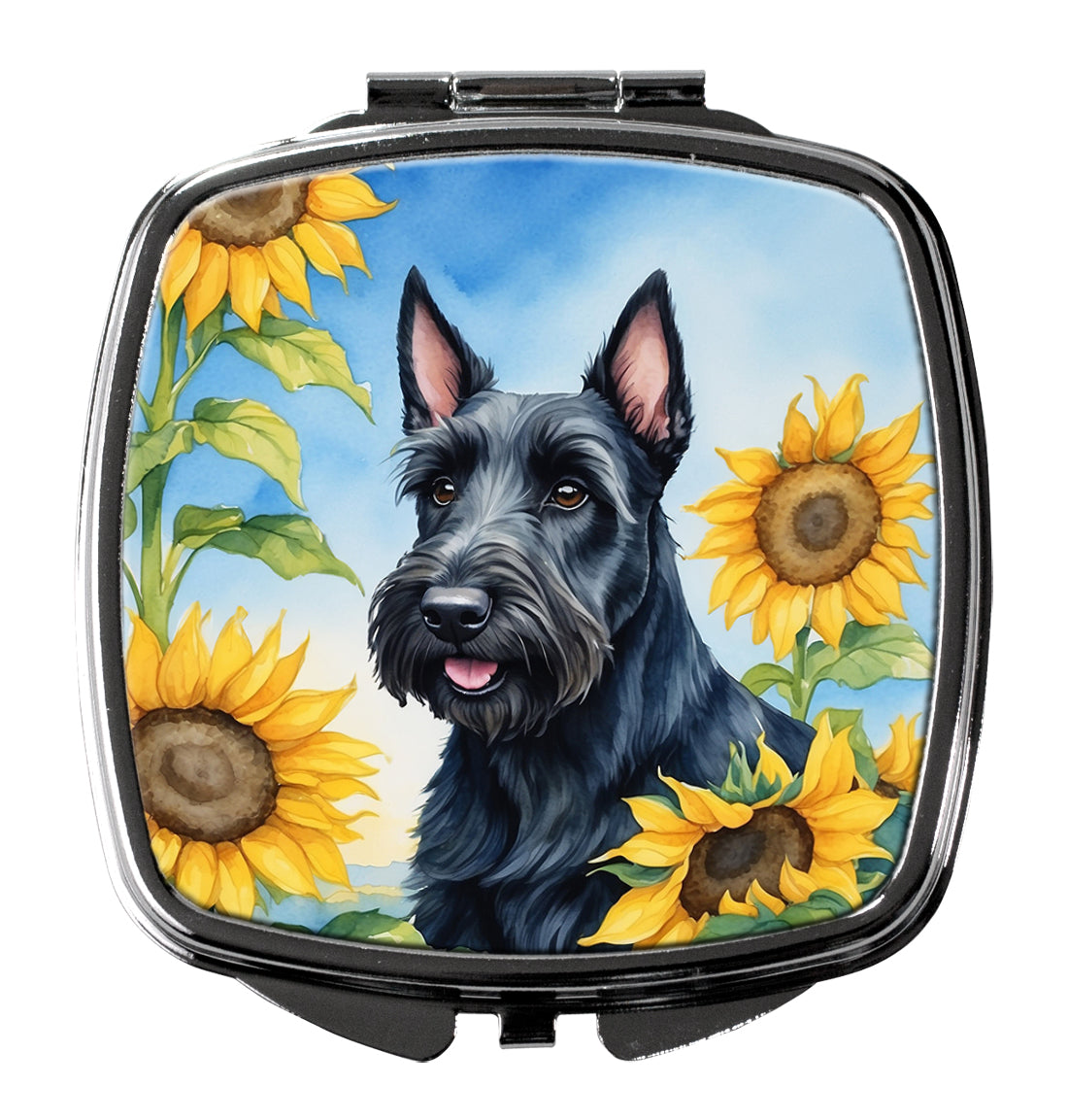 3 x 2.75 in. Scottish Terrier in Sunflowers Compact Mirror