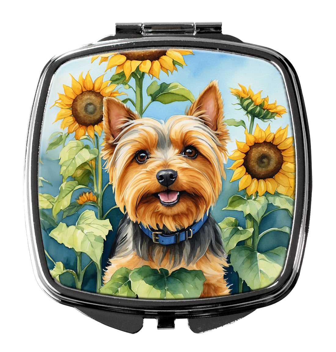 DAC6165SCM 3 x 2.75 in. Silky Terrier in Sunflowers Compact Mirror