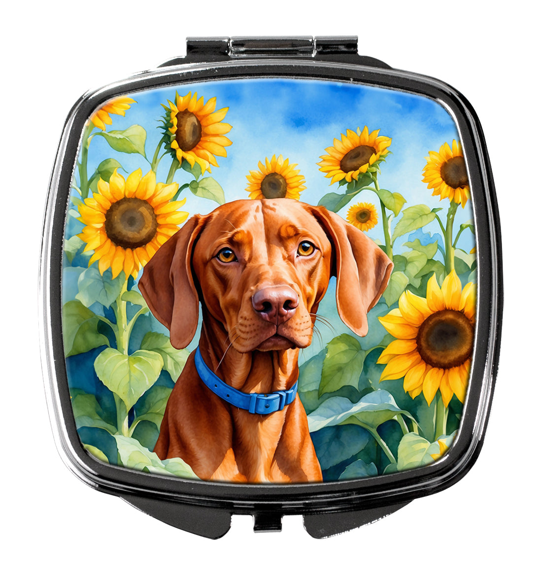 3 x 2.75 in. Vizsla in Sunflowers Compact Mirror