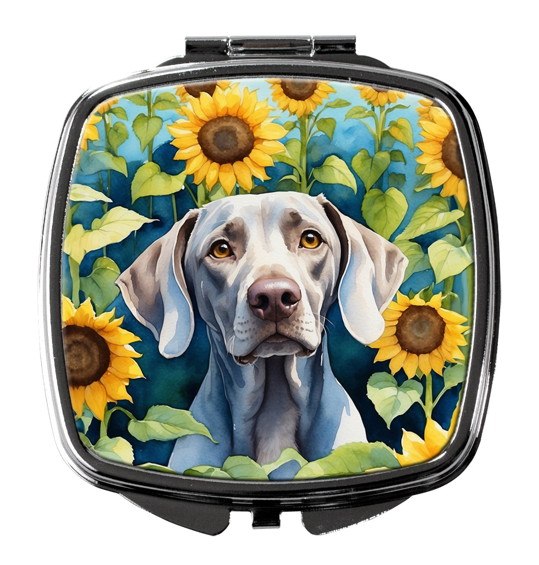 DAC6170SCM 3 x 2.75 in. Weimaraner in Sunflowers Compact Mirror