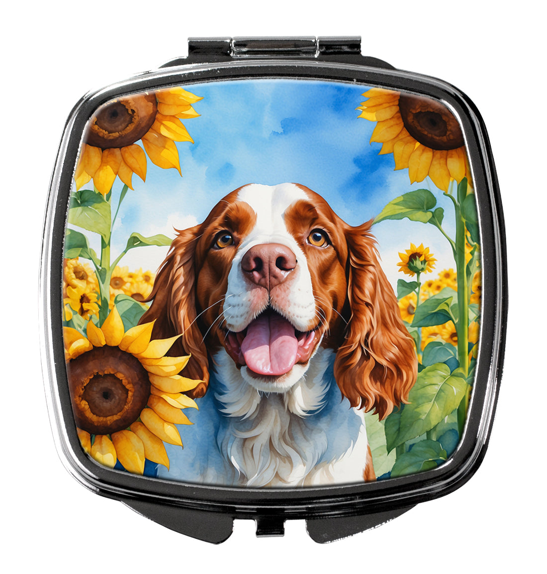 3 x 2.75 in. Welsh Springer Spaniel in Sunflowers Compact Mirror