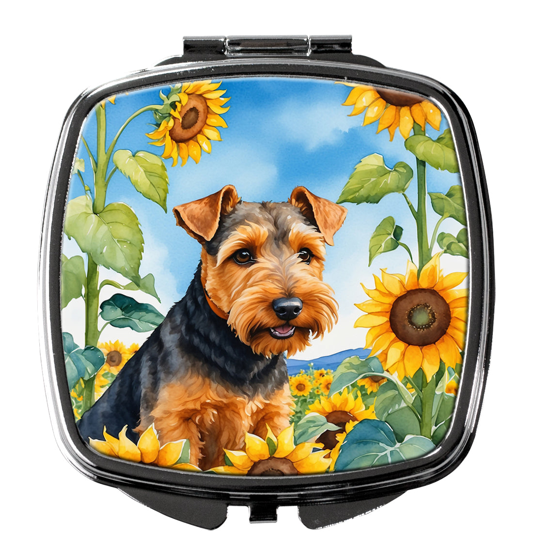 DAC6172SCM 3 x 2.75 in. Welsh Terrier in Sunflowers Compact Mirror