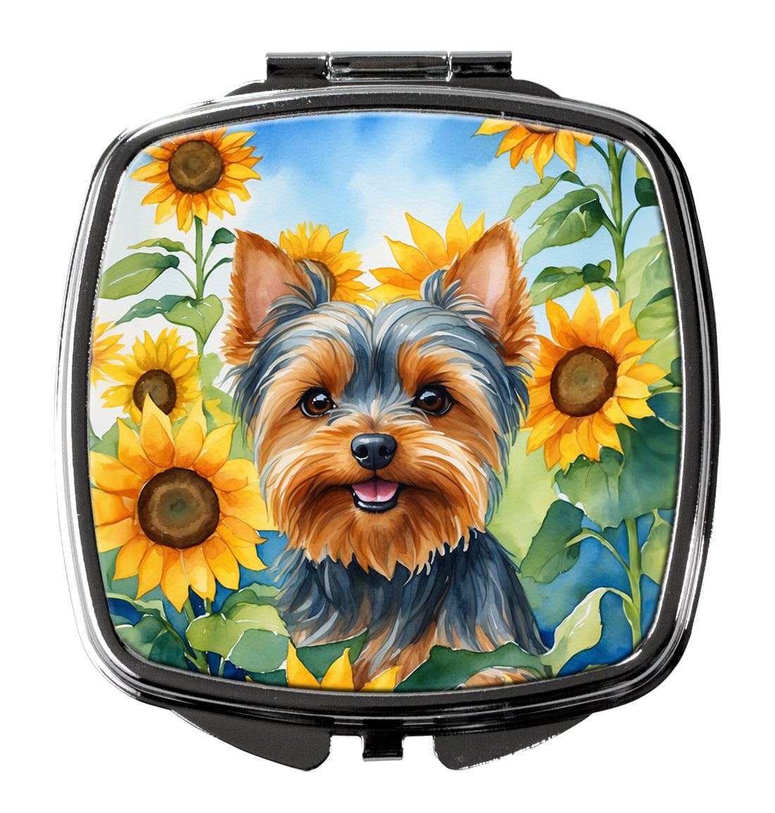 3 x 2.75 in. Yorkshire Terrier in Sunflowers Compact Mirror