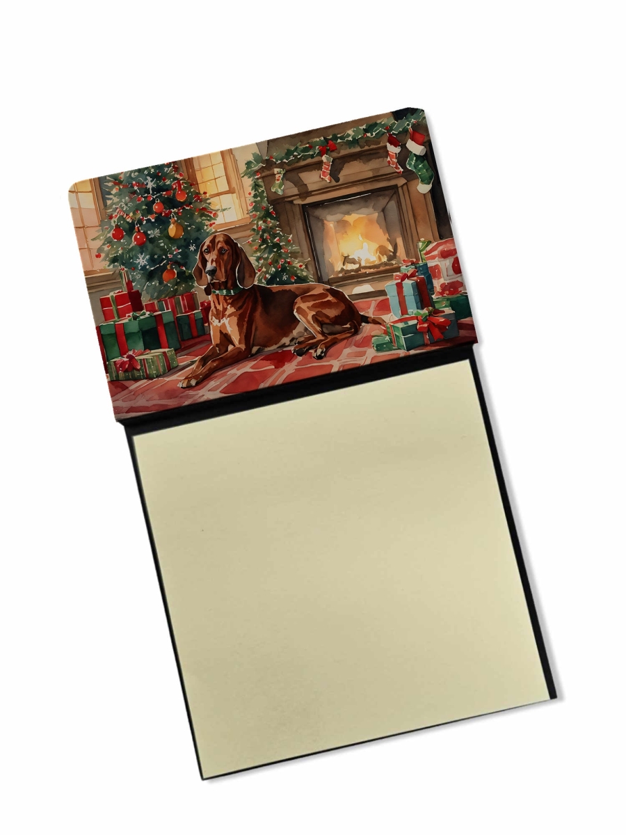 DAC2734SN 5.25 x 3.25 in. Redbone Coonhound Cozy Christmas Sticky Note Holder