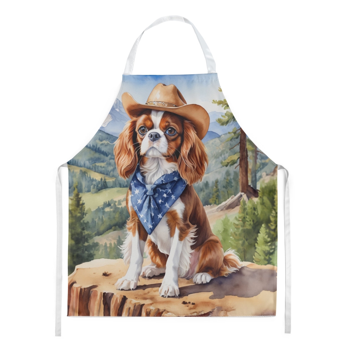 Picture of Carolines Treasures DAC5873APRON 30 x 27 in. Cavalier Spaniel Cowboy Welcome Apron