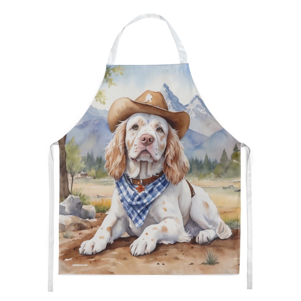 Picture of Carolines Treasures DAC5878APRON 30 x 27 in. Clumber Spaniel Cowboy Welcome Apron